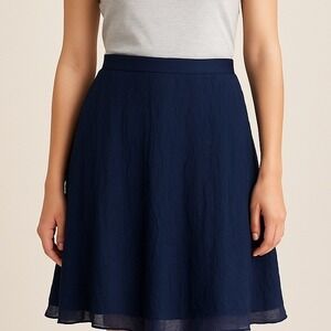 J. Crew Navy Blue Rayon Silk Blend Midi Skirt Size 12